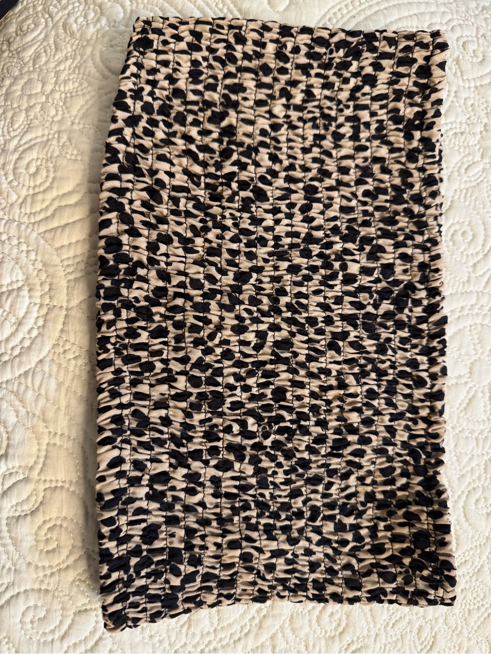 SHEIN Black and Cream Smocked Pencil Top